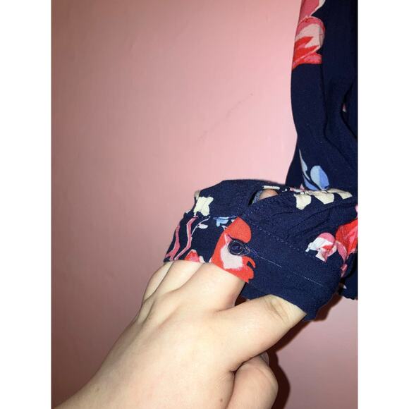 H&M navy blue floral boho blouse size 14 - Picture 7 of 7